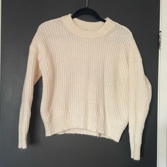Aerie Cream Knit Oversized Cropped Sweater - Size XS - Picture 3 of 4